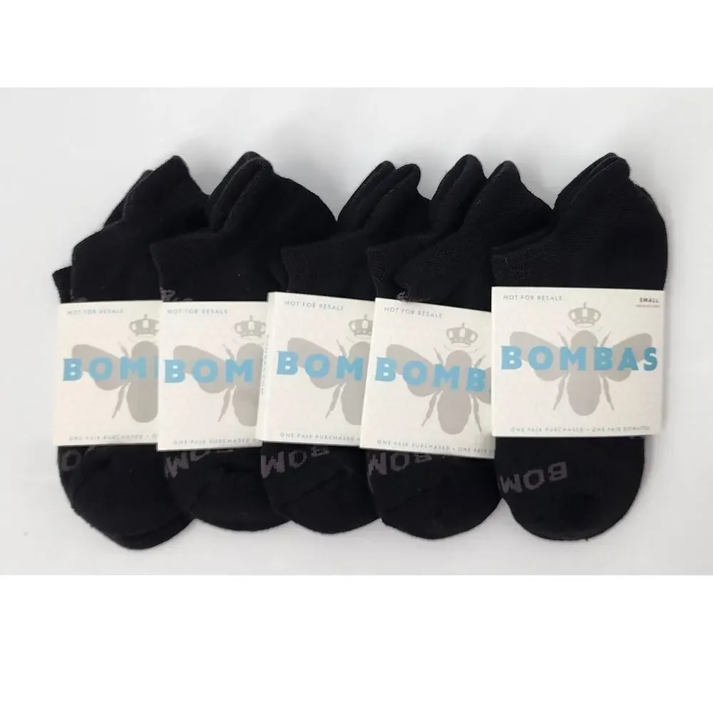 New NWT Bombas‎ Women's Socks S Small Lot OF 5 Ankle Tab Socks Comfort Black